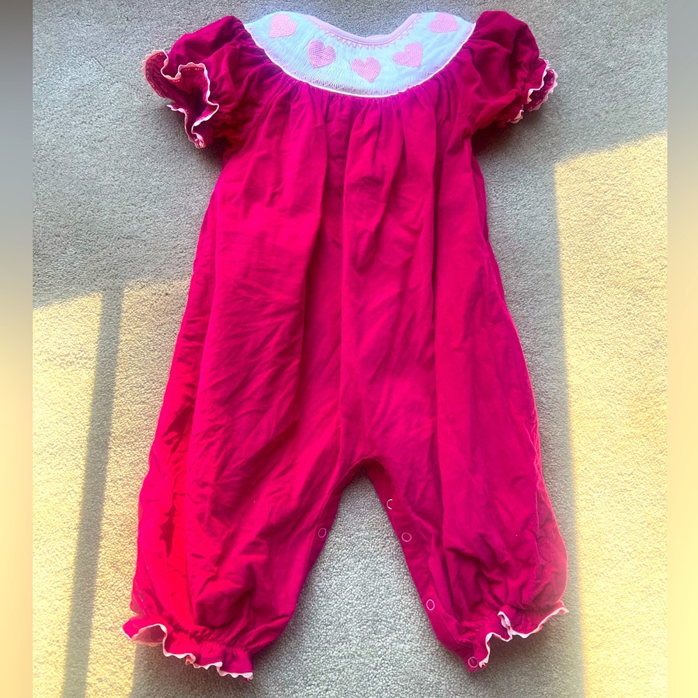 Busy bees smocks Valentine romper
